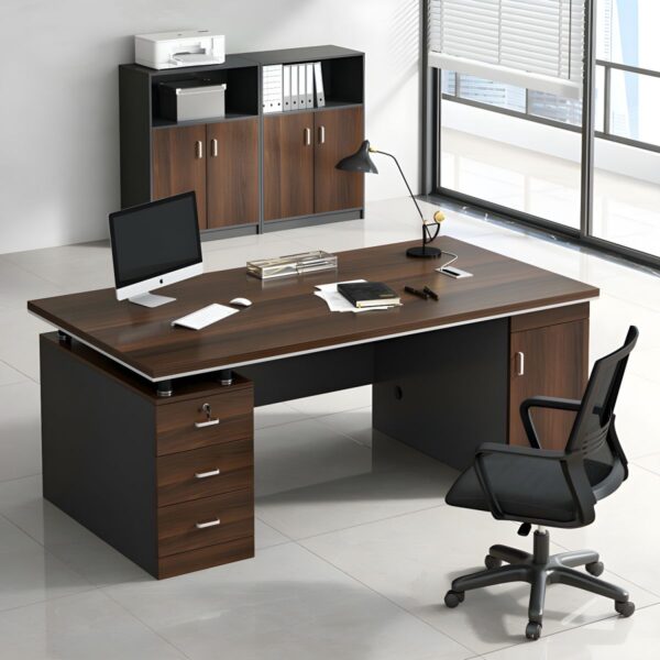 1.6m reception desk, 2-door filing cabinet, 15-lockers filing cabinet, tosca office seat, ergonomic office seat, eames seat