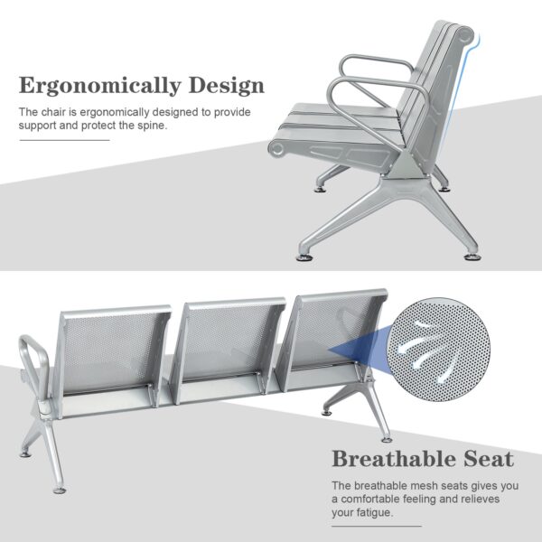 1-way office workstation, mahogany coat hanger, ergonomic office seat, 3-door wooden credenza, round conference table, 5-seater waiting sofa