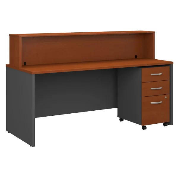 dual orthopedic office seat, 3-door wooden filing cabinet, clerical office, adjustable electric office table