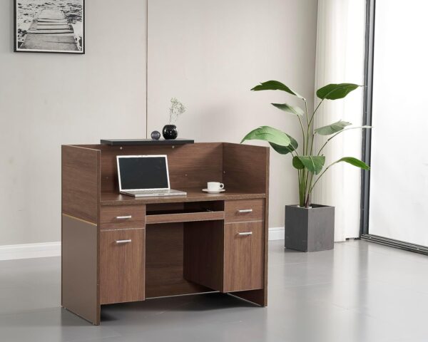 executive office seat, mahogany office coat hanger, 5-seater office waiting sofa, wooden credenza, adjustable electric table, orthopedic office seat