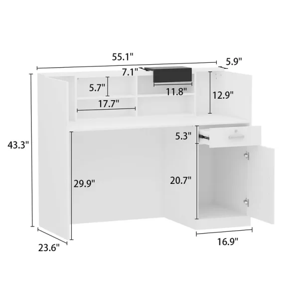 office wooden credenza, headrest office seat, recliner office seat, dual orthopedic office seat, 1-way office workstation, 2-door office filing cabinet