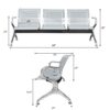 2-way office workstation, 5-seater waiting sofa, orthopedic office seat, 2-door wooden credenza, ergonomic office seat, minimalistic office desk, dual orthopedic office seat