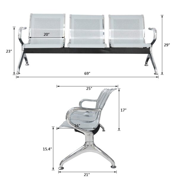 2-way office workstation, 5-seater waiting sofa, orthopedic office seat, 2-door wooden credenza, ergonomic office seat, minimalistic office desk, dual orthopedic office seat