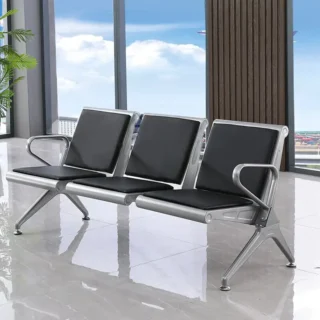 ergonomic office seat, orthopedic office seat, round dinning table, 4-way office workstation, 2-door wooden credenza, adjustable electric table, 2-way curved workstation, 5-seater waiting sofa