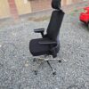 clerical office seat, 2-door wooden credenza, 3-link office waiting bench, minimalistic table, dual orthopedic office, strong mesh office seat