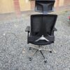 clerical office seat, 2-door wooden credenza, 3-link office waiting bench, minimalistic table, dual orthopedic office, strong mesh office seat