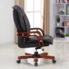 mahogany coat hanger, round eames dining table, electric adjustable table, 2-door wooden credenza, swivel office bar stool, 15-lockers filing cabinet, 1-way office workstation, executive directors office seat