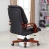 mahogany coat hanger, round eames dining table, electric adjustable table, 2-door wooden credenza, swivel office bar stool, 15-lockers filing cabinet, 1-way office workstation, executive directors office seat