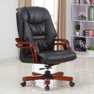 mahogany coat hanger, round eames dining table, electric adjustable table, 2-door wooden credenza, swivel office bar stool, 15-lockers filing cabinet, 1-way office workstation, executive directors office seat