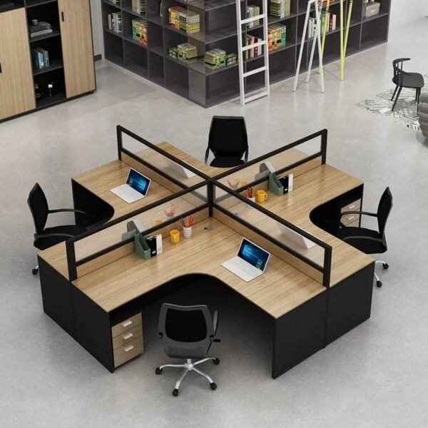 4-Way Modern Curved Office Workstation - Image 6