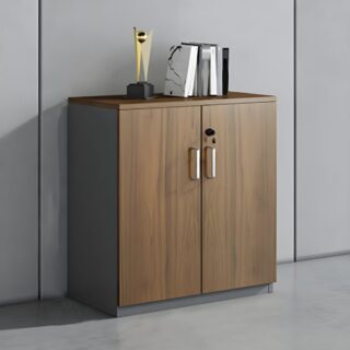 executive office seat, mesh visitors office seat, 2-door mahogany filing cabinet, ergonomic office seat