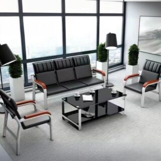 1.2m office table, 3-door mahogany filing cabinet, 2-way office workstation, 1.2m coffee table, 4-seater round dining table, 12-lockers filing cabinet