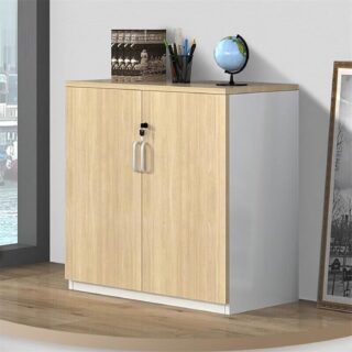 executive office seat, mesh visitors office seat, 2-door mahogany filing cabinet, ergonomic office seat
