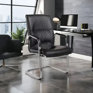 chrome office seat, 6-way office workstation, orthopedic office seat, mahogany office coat hanger , 3-door mahogany filing cabinet, conference seat