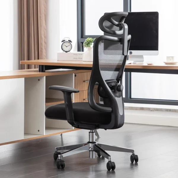 clerical office seat, 4-way curved office workstation, 2-link office waiting bench, executive visitors seat, 3-door mahogany finish office waiting filing cabinet, adjustable orthopedic office seat
