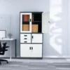 dual orthopedic seat, clerical office seat, 4-way curved office workstation, 2-link office waiting bench, executive visitors seat, 3-door mahogany finish office waiting filing cabinet, adjustable orthopedic office seat