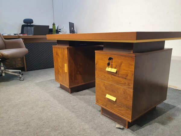 wooden credenza, 2m advanced office desk, 2-door wooden credenza, mahogany coat hanger, modern hammock chair, adjustable bar/kitchen stool, secretarial office seat, recliner directors seat