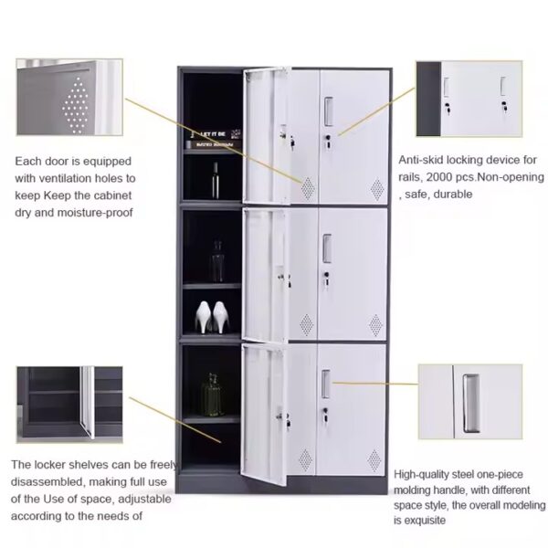 headrest office seat, 2-door filing cabinet, 9-lockers filing cabinet, height adjustable electric table, 5-seater office waiting sofa, 3-link non-padded waiting bench, round conference table