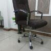 executive office seat, mesh visitors office seat, 2-door mahogany filing cabinet, ergonomic office seat
