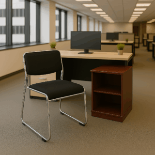 3-drawers movable pedestal, 2-door wooden credenza, 1-way office workstation, conference office seat, 3m boardroom table