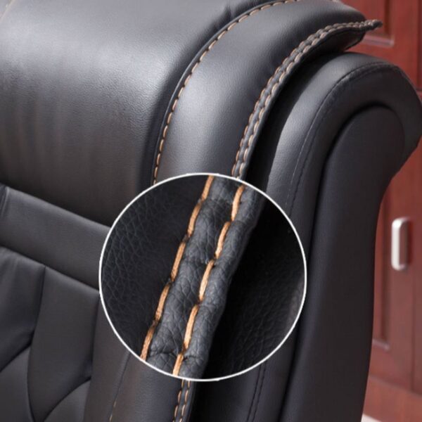 Upgrade your workspace with our premium executive office chair, meticulously crafted for professionals who demand both luxury and functionality. Designed with a commanding presence, this chair features plush black leather upholstery, complemented by intricate diamond-pattern stitching that adds a refined aesthetic. The solid wood armrests and sturdy wooden base enhance durability and sophistication, while the smooth-rolling casters ensure effortless mobility. With an ergonomic design tailored for extended use, this chair provides adjustable comfort settings, supporting proper posture and reducing fatigue. Whether in a corporate office or an elegant home workspace, it delivers a perfect blend of style, support, and durability to redefine your seating experience.