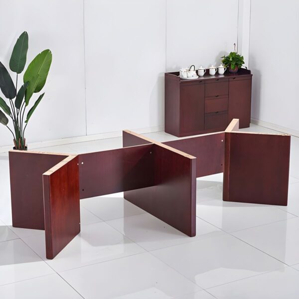 dual orthopedic seat, 1-way office workstation, 4-way curved office workstation, 2-link office waiting bench, executive visitors seat, 3-door mahogany finish office waiting filing cabinet, adjustable orthopedic office seat