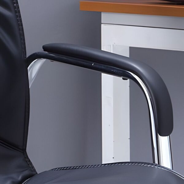 4-way curved office workstation, 2-link office waiting bench, executive visitors seat, 3-door mahogany finish office waiting filing cabinet, adjustable orthopedic office seat