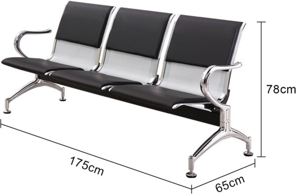 4-way curved office workstation, 2-link office waiting bench, executive visitors seat, 3-door mahogany finish office waiting filing cabinet, adjustable orthopedic office seat