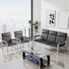 5-Seater office waiting sofa, full glass filing cabinet, clerical office seat, 1600mm advanced office desk, mahogany coffee table, glass modern coffee table, 4-link office waiting bench