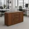 minimalistic office desk, mahogany office coat hanger, adjustable ergonomic seat, 4-link office waiting bench, 15-lockers filing cabinet
