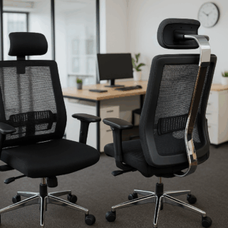 dual orthopedic seat, 1-way office workstation, 4-way curved office workstation, 2-link office waiting bench, executive visitors seat, 3-door mahogany finish office waiting filing cabinet, adjustable orthopedic office seat