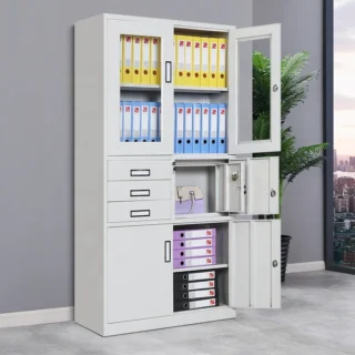 half glass filing cabinet, recliner directors seat, mahogany coffee table, round dining table, 3-door mahogany filing cabinet