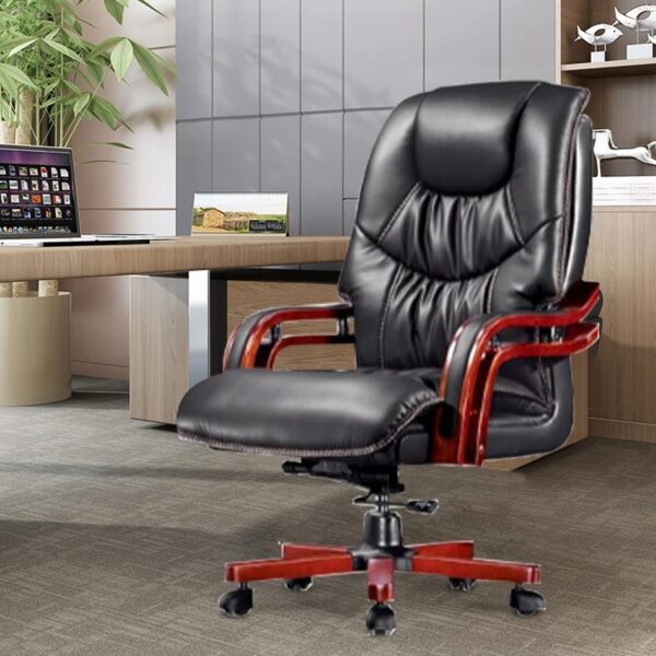 4-way curved office workstation, 2-link office waiting bench, executive visitors seat, 3-door mahogany finish office waiting filing cabinet, adjustable orthopedic office seat