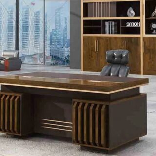 4-way curved office workstation, 2-link office waiting bench, executive visitors seat, 3-door mahogany finish office waiting filing cabinet, adjustable orthopedic office seat