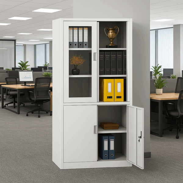 round conference table, 6-lockers office filing cabinet, eames office seat, 4-way office workstation, 3m office boardroom table, secretarial office seat