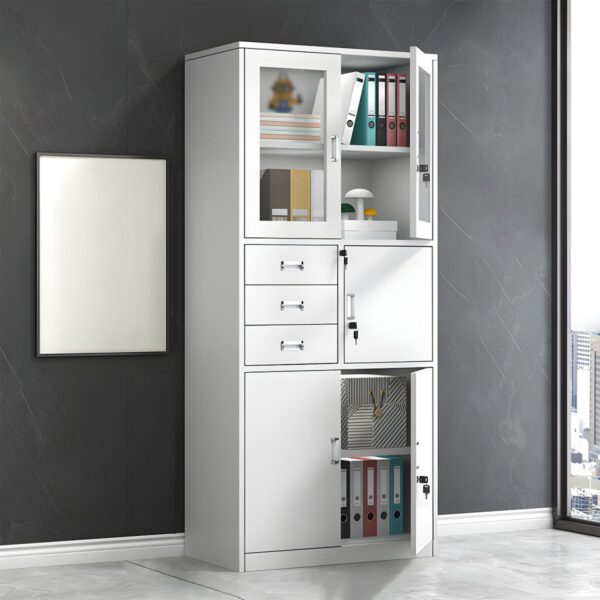 Half glass filling office cabinet, reception desk, secretarial office chair, workstations, filling locker cabinets, waiting Sofas