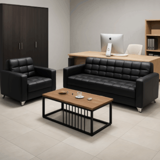 Metallic filling cabinet, Waiting sofas, Reception desks, Waiting benches, Office desks, Directors seat