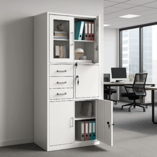 Half glass filling office cabinet, reception desk, secretarial office chair, workstations, filling locker cabinets, waiting Sofas