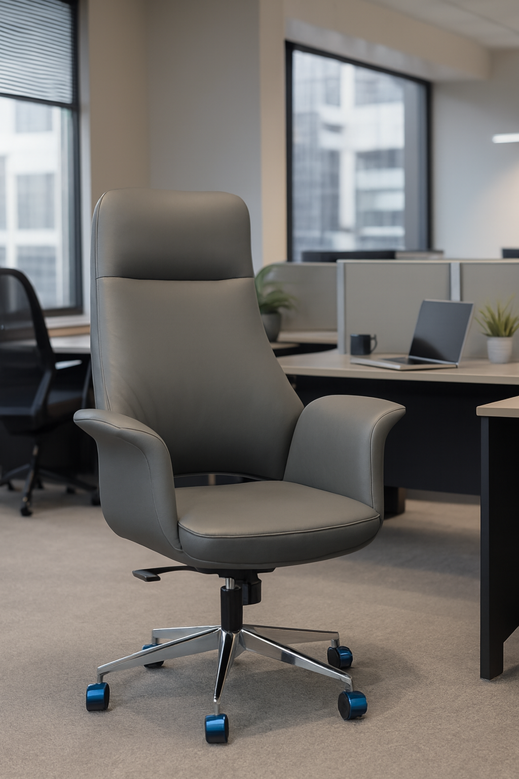 3-link heavy duty waiting bench, 2.4m boardroom table, Mahogany Coat HANGER, Headrest Office Chair, Wooden executive desk, dining table, high back executive chair, 15-locker filing cabinet,