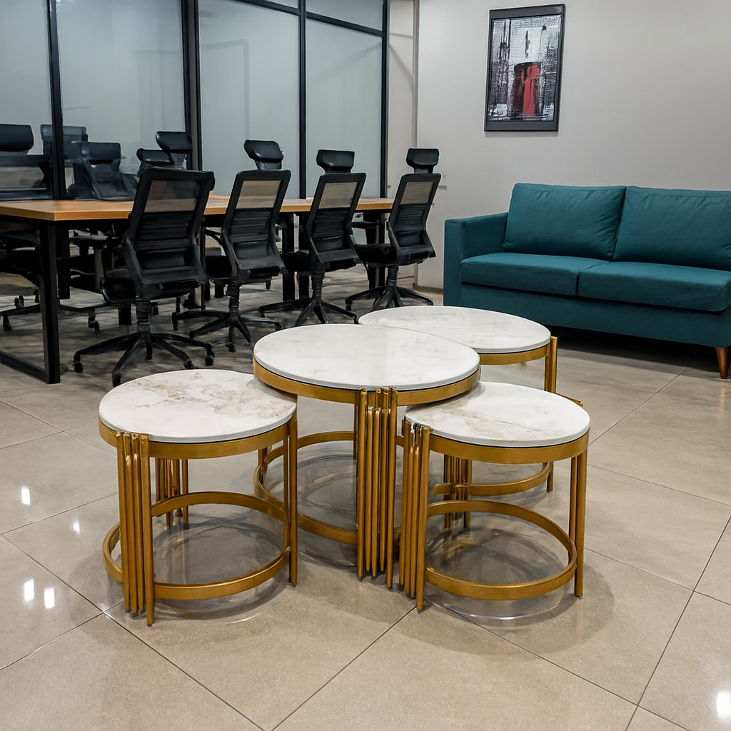 6-way workstation, executive seat, coat hanger, reception desk, secretarial seats, visitor seat, office desk