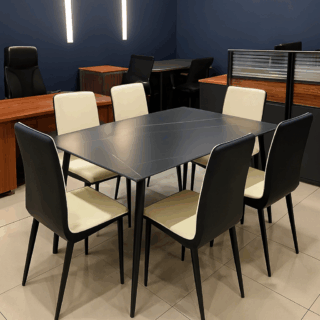 6-way workstation, executive seat, coat hanger, reception desk, secretarial seats, visitor seat, office desk