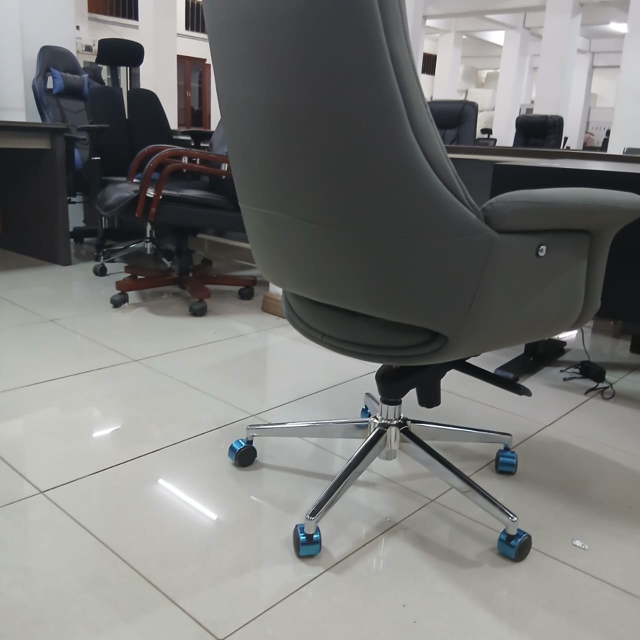 3-link heavy duty waiting bench, 2.4m boardroom table, Mahogany Coat HANGER, Headrest Office Chair, Wooden executive desk, dining table, high back executive chair, 15-locker filing cabinet,