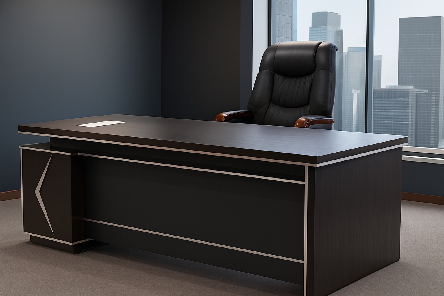 3-link heavy duty waiting bench, 2.4m boardroom table, Mahogany Coat HANGER, Headrest Office Chair, Wooden executive desk, dining table, high back executive chair, 15-locker filing cabinet,