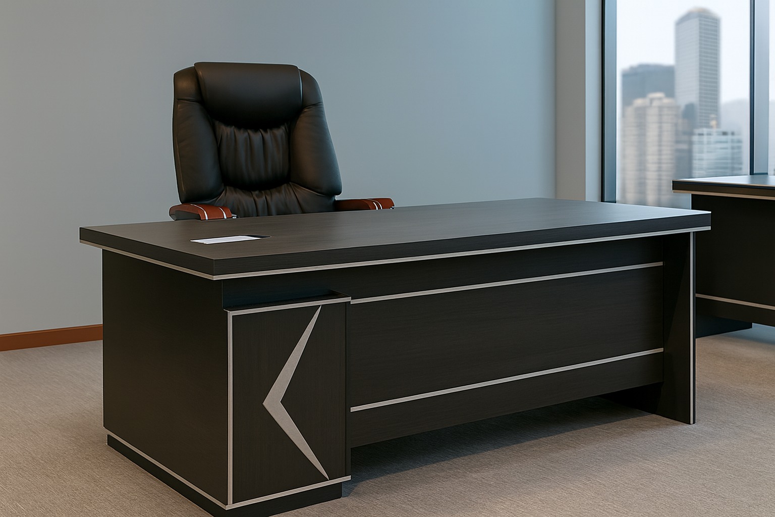 3-link heavy duty waiting bench, 2.4m boardroom table, Mahogany Coat HANGER, Headrest Office Chair, Wooden executive desk, dining table, high back executive chair, 15-locker filing cabinet,