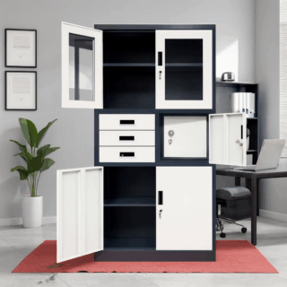 3-link heavy duty waiting bench, 2.4m boardroom table, Mahogany Coat HANGER, Headrest Office Chair, Wooden executive desk, dining table, high back executive chair, 15-locker filing cabinet,