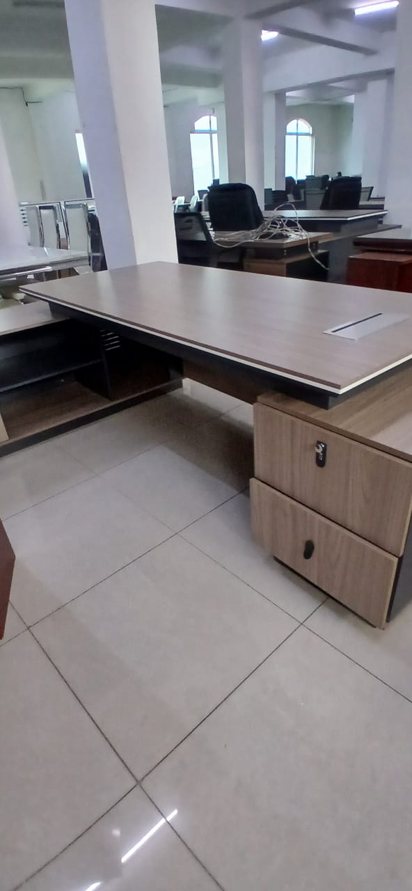 3-link heavy duty waiting bench, 2.4m boardroom table, Mahogany Coat HANGER, Headrest Office Chair, Wooden executive desk, dining table, high back executive chair, 15-locker filing cabinet,