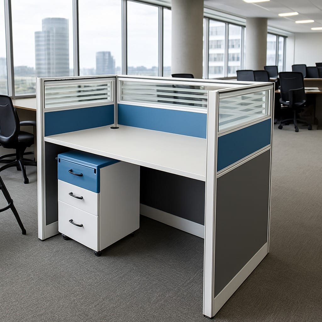 1.4m executive desk, 4 drawer steel cabinet, 4-way workstation, cashiers seats, headrest office chair, high back office chair,