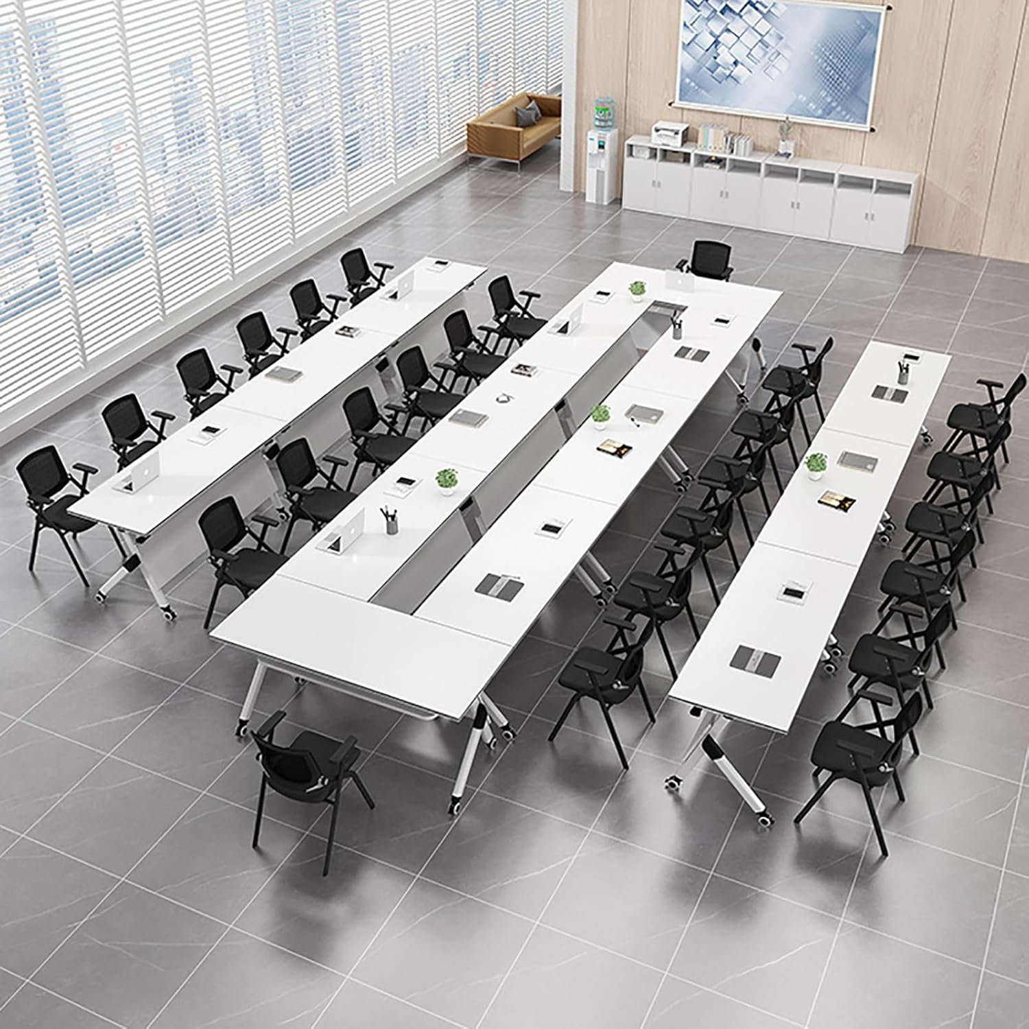 dining table, Reception desk, file cabinet, coat hangers, wooden credenza, pedestal, tosca chairs, Catalina chair,