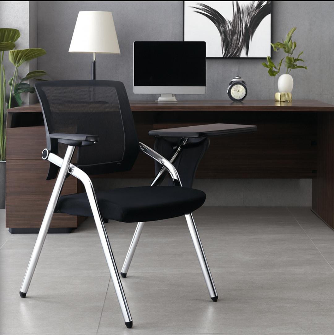 2-way workstation, 4-drawer cabinet, Round Eames Table, Executive office seat, Cashier mesh chair, Waiting benches, conference chairs,