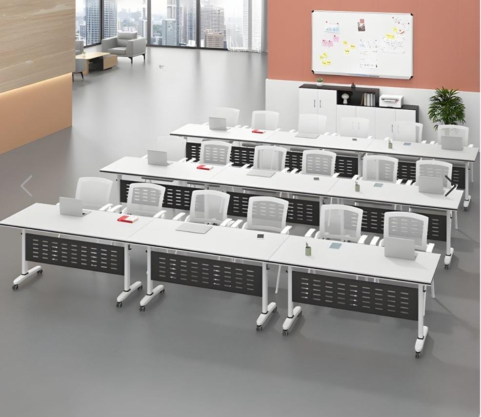 dining table, Reception desk, file cabinet, coat hangers, wooden credenza, pedestal, tosca chairs, Catalina chair,